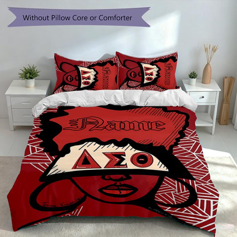3pcs Custom Name Delta Sigma Theta Set,Includes 1 Duvet Cover and 2 Pillowcases,All-season Bedroom Decor