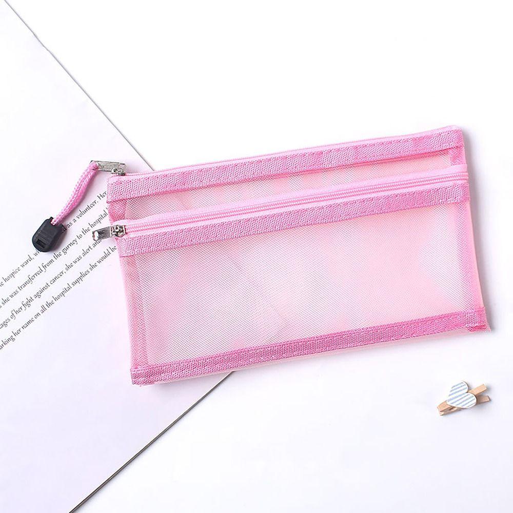 Сетчатые сумки на молнии большой вместимости, двухслойный чехол для хранения канцелярских принадлежностей, пенал, подарок для студента