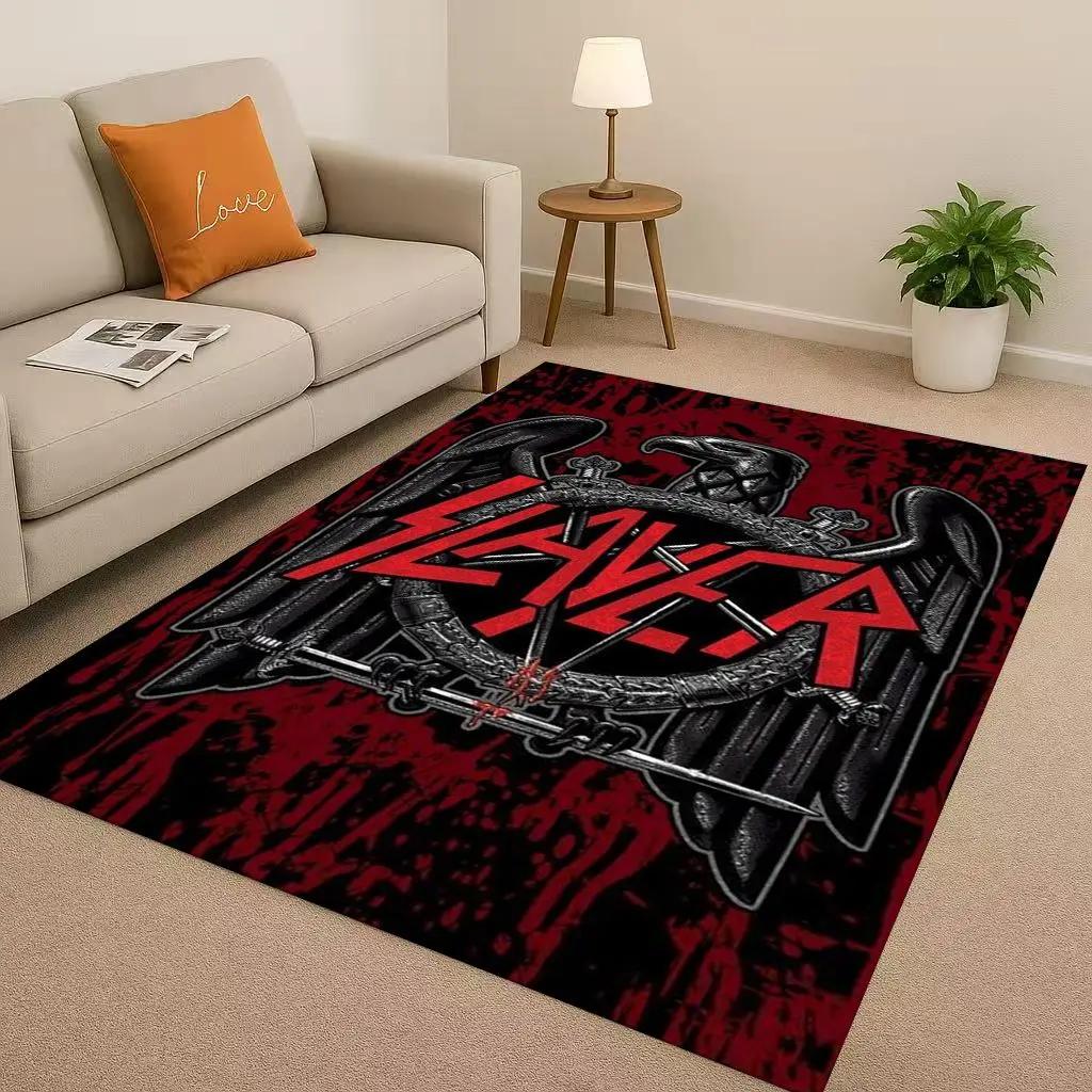 HD Slayer Thrash Metal Rcck Band Череп Знак Ковер для Гостиной Нескользящий Ковер для Спальни Игровой Комнаты Дивана, Домашний Декор Придверный Коврик