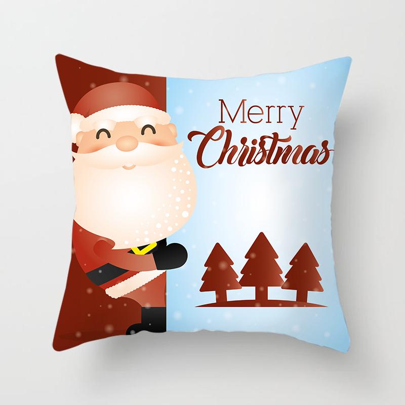 Cartoon Santa Claus Pillowcase Sofa Kids Room Decoration Merry Christmas Cushion Cover
