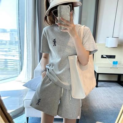 Harajuku Спортивные и повседневные костюмы с короткими рукавами для женщин летом, тонкие и свободные студенческие шорты, комплекты из двух частей
