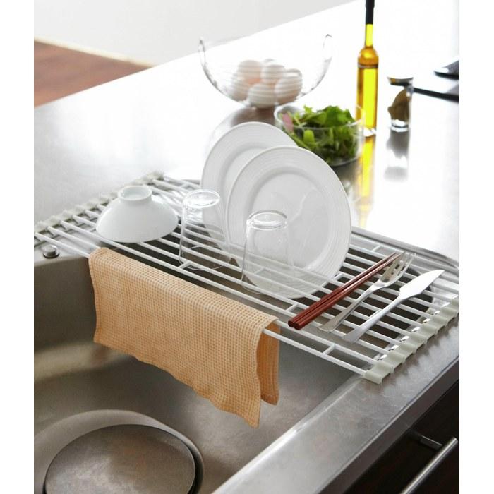 Yamazaki Folding Dish Drainer L White Approx. W26x D58 x H0.8cm Plate Rolls Slim for Storage 7846 Large