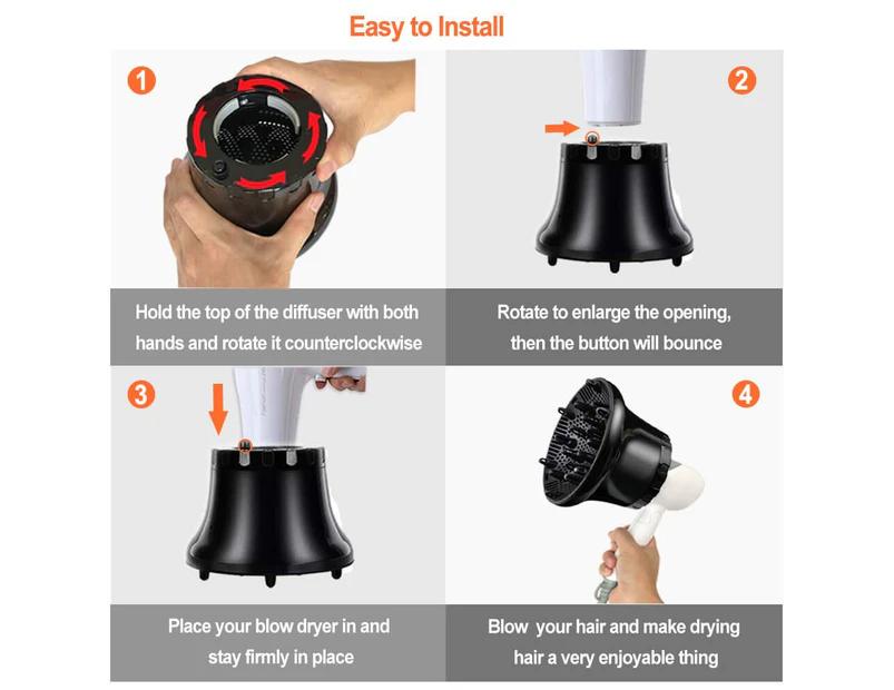 Universal Hair Diffuser Hair Dryer Diffuser Attachment for Curly and Natural Wavy Hair Professional Blow Dryer Diffuser