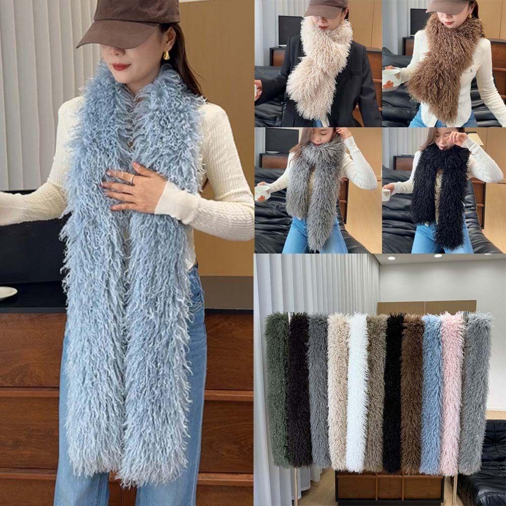 Soft Faux Fur Scarf Thick Curly Fur Wrap Shaggy Warm Stole Fluffy Winter Shawl Winter Vacation