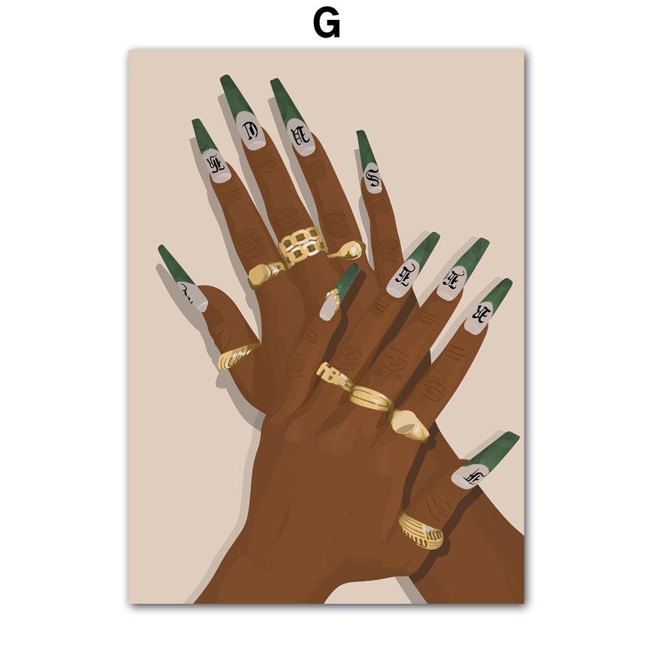 Черная модная девушка, парикмахерская, дизайн ногтей, салон, декор для гостиной, плакат и принт, настенная живопись на холсте, настенные панно Hoem