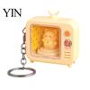 Retro Tv Shape Pendant Rotating Animal TV Keychain, Funny Television Shaped Keychain with Practical Nighttime Light LED Light, Cartoon Keyring