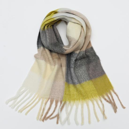 Women Plaid Scarf Winter Pashmina Shawls Cashmere Thick Wraps Lady Tassel Warm Scarves Rainbow Hairy Bufanda EMA