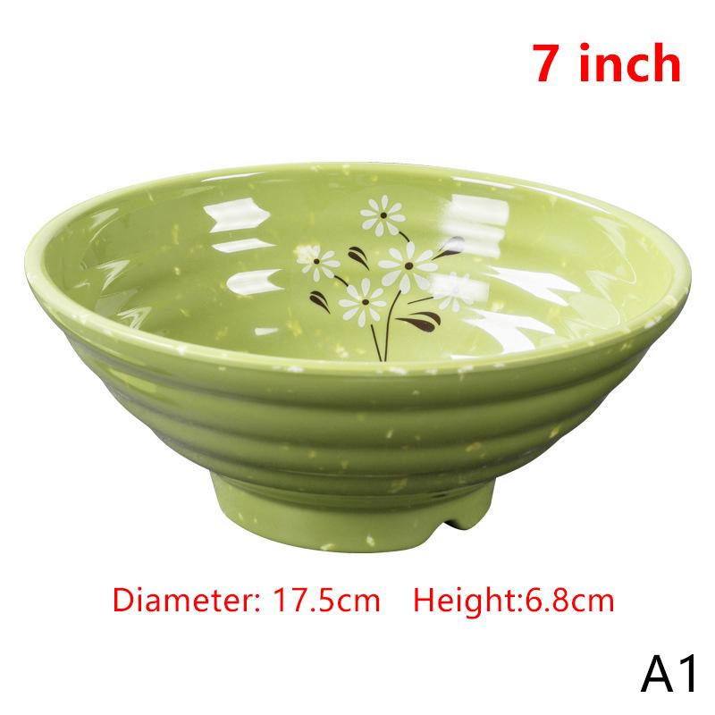 Ударопрочная меламиновая миска для лапши с утолщенным цветком, большая миска, суповая миска, пластиковая пищевая посуда 7/8/9 дюймов