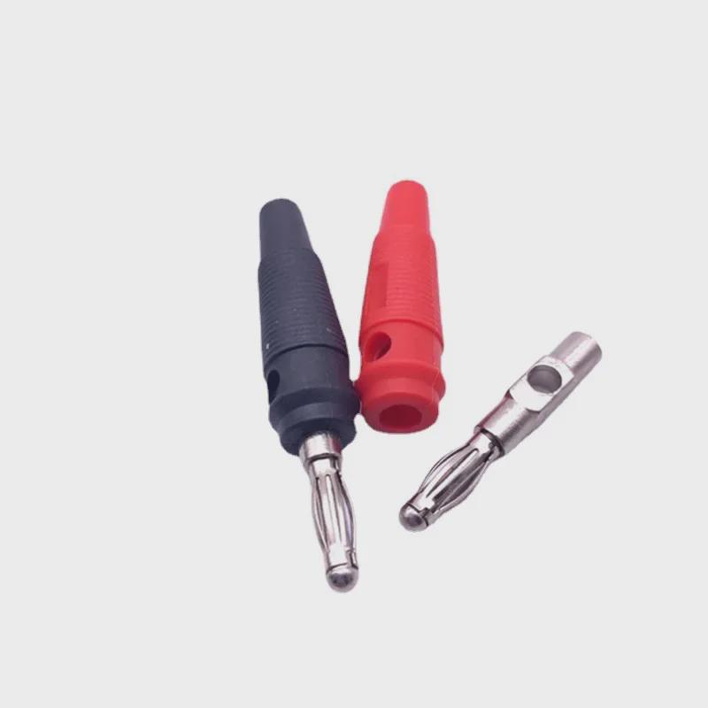 Красный и черный без пайки, высоковольтный/токовой 4-миллиметровый банановый штекер с мягким сердечником