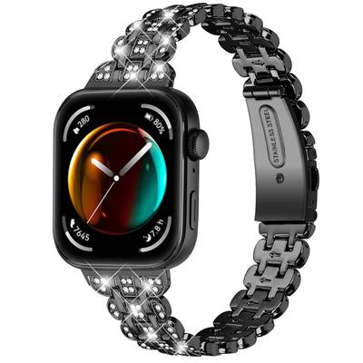 Металлический ремешок для часов Huawei Watch Fit 3, браслет с цветочным узором из стразов