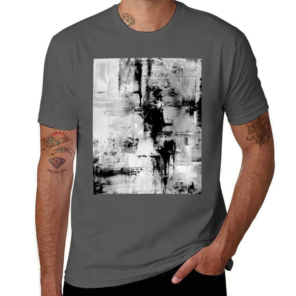 Black And White Abstract Art Tshirt Lightweight Gym Training Tshirt