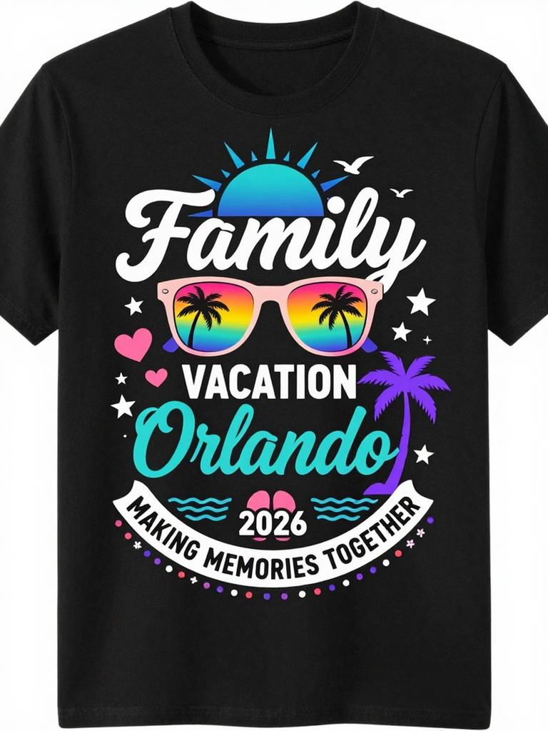 Orlando-Themed T-Shirt Suitable for Theme Parks And Group Vacations - Retro Beach Shirt with Iconic