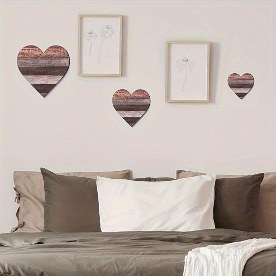 3 Pcs Wooden Heart Wall Decor Vintage Heart Shaped Wall Sign Rustic Hanging Love Plaque for Kitchen Bedroom Bathroom Living Room Farmhouse