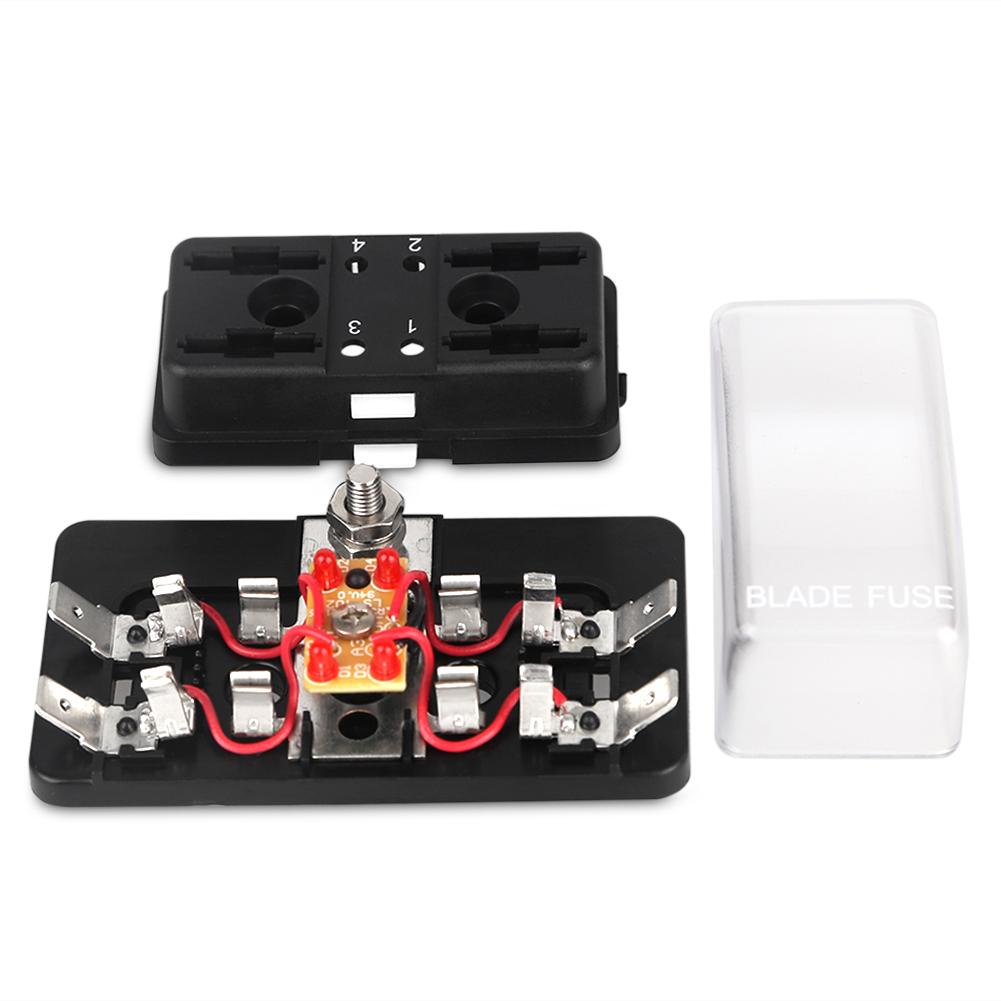 4 Ways 6 Ways Blade Fuse Block Plastic Cover 12V-32V Fuse Box Holder With LED Indicator Light For Auto Car Marine Accessories Fuses4