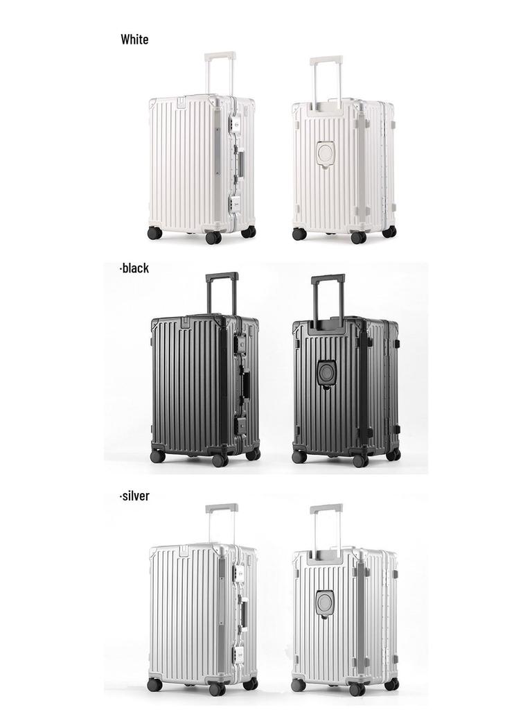 Large 24/26-Inch Multifunctional Aluminum Frame Suitcase with Universal Wheels for Men & Women's Travel
