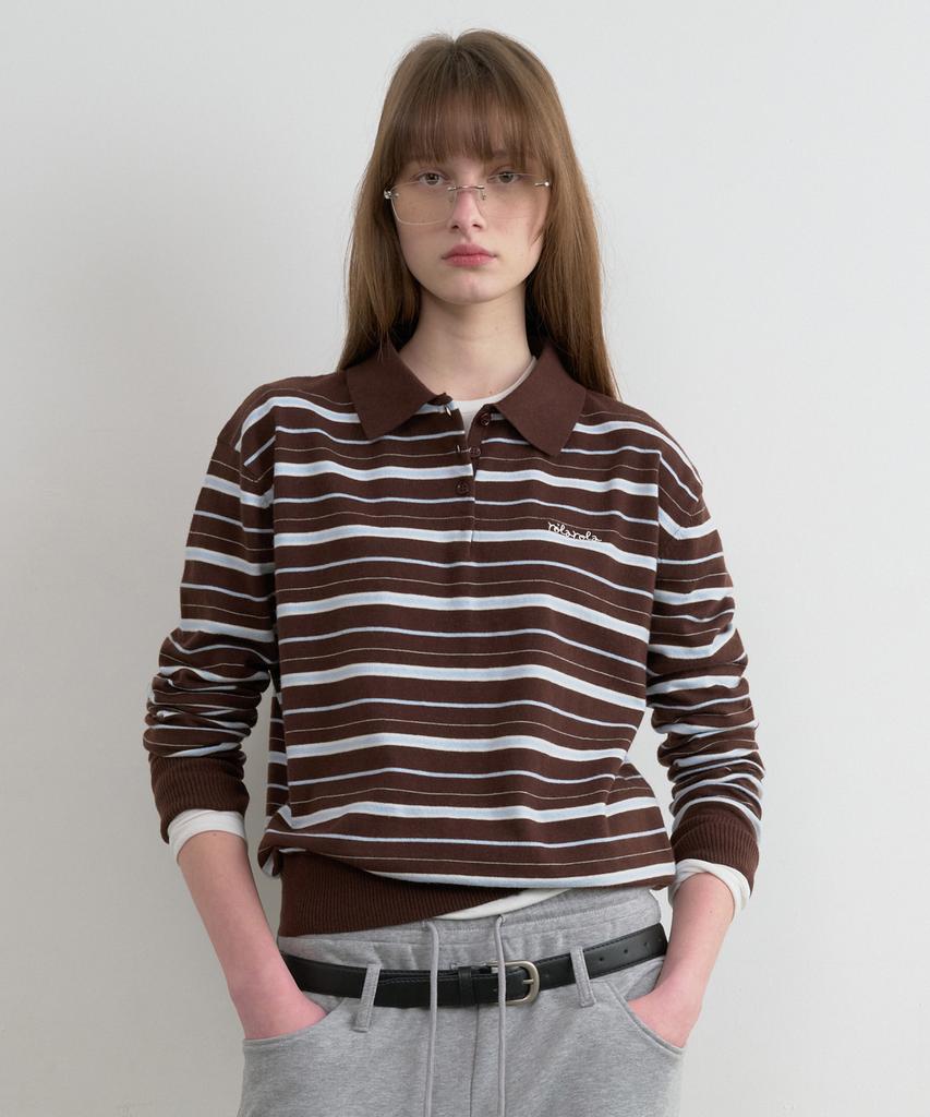 ROLAROLA Loosefit Multi Stripe Collar Knit Brown