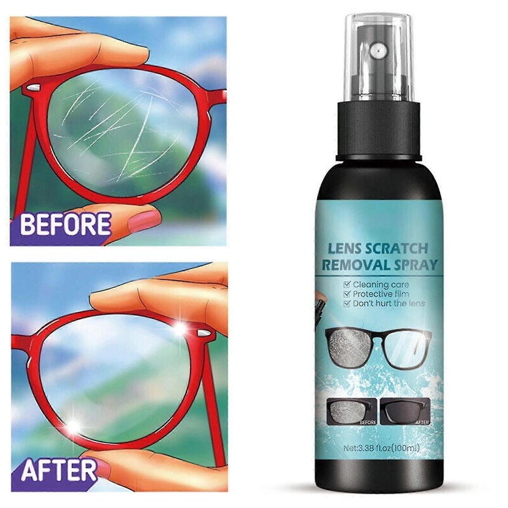 Professional Lens Scratch Remover Spray 100ml Solution for Eyeglasses Windshield Glass Repair