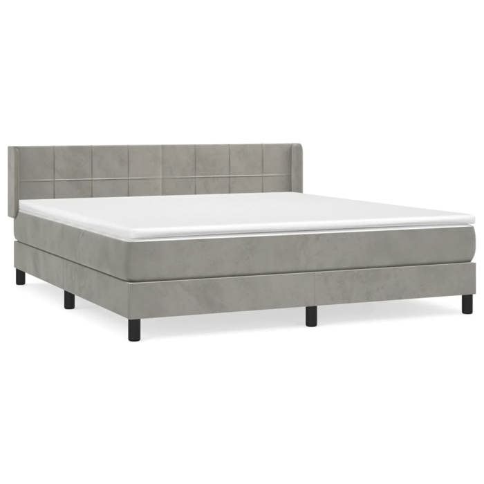 Maison Exclusive - Sommier à lattes de lit et matelas Gris clair 160x200cm Velours