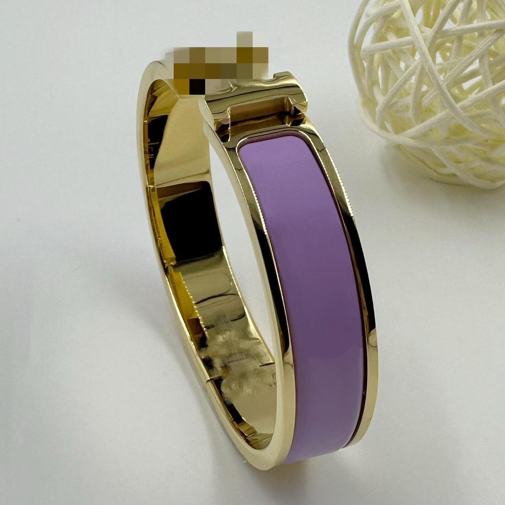 Браслет-бэнгл из эмалированной титановой стали 12 мм с буквой H - Европейский и американский модный браслет