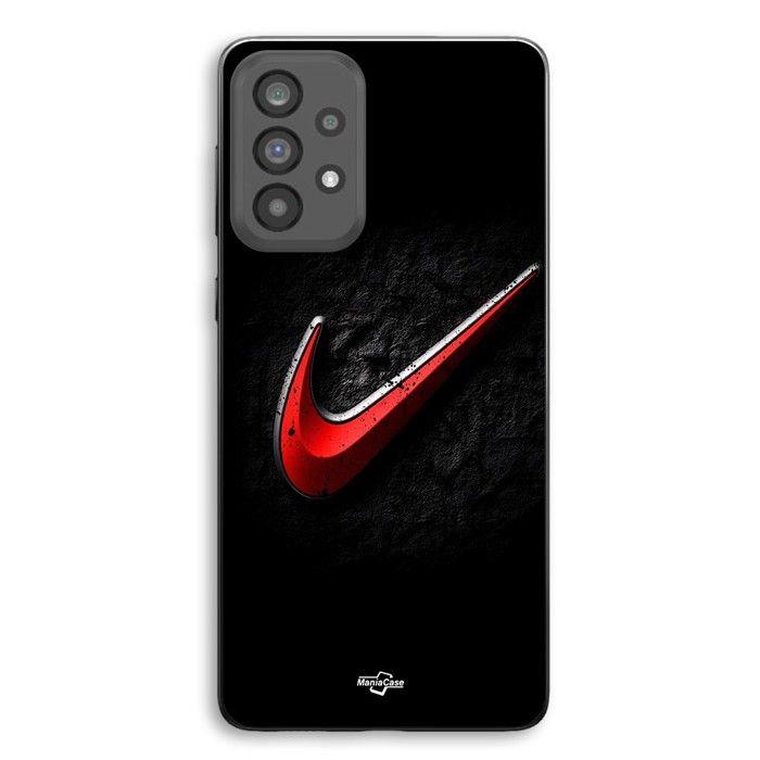Coque de téléphone - MANIACASE - Samsung Galaxy A73 - Silicone TPU - Souple - Nike logo rouge sur noir