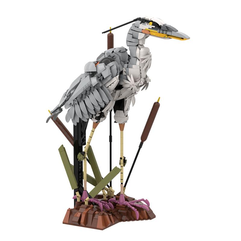 MOC Ardea Cinerea Строительные Блоки Модель Птицы Животные Серая Цапля Кирпичики Сборка Образовательные Игрушки Детские DIY Подарки на День Рождения