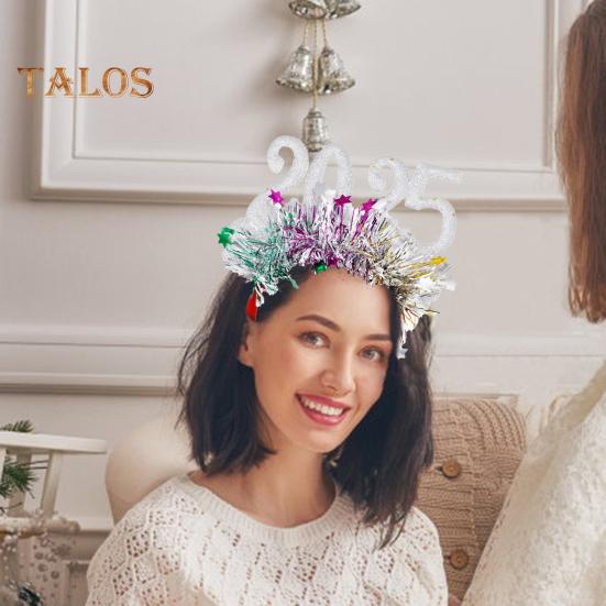 Обруч для волос с блестками для косплея 2025, декор в виде цифр, новогодняя повязка на голову, высокоэластичная дизайнерская повязка для волос, украшение для рождественской вечеринки