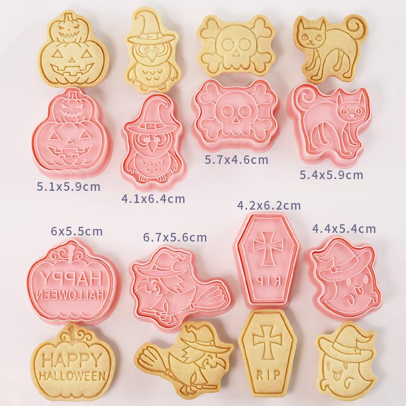 8Pcs/Set Cat Cookie Cutters Plastic 3D Cartoon Pressable Biscuit Mold Cookie Stamp Kitchen Baking Pastry Bakeware Tool