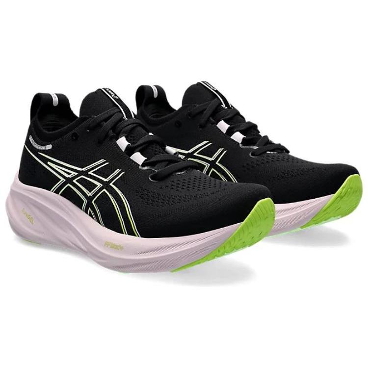 Asics Женские кроссовки Gel Nimbus 26 Черно-неоново-лаймовые 1012B601-004