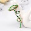 Women Brooch Rhinestone Cartoon Frog Lotus Leaf Shape Stainless Anti-slip Wear-resistant Coat Collar Hat Scarf Decoration Clothes Pin Party