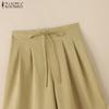 ZANZEA Women Casual Elastic Waist Solid Color Loose Short Pants