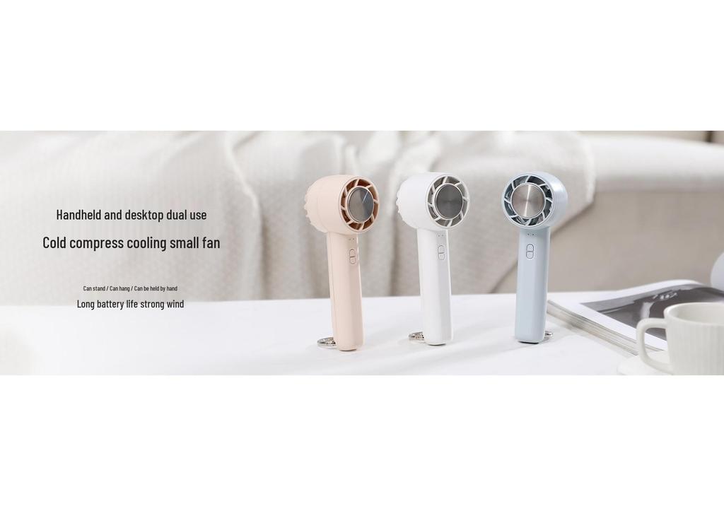 25th Anniversary Handheld Cooling Ice Pack Fan with Carabiner - USB Rechargeable & Portable