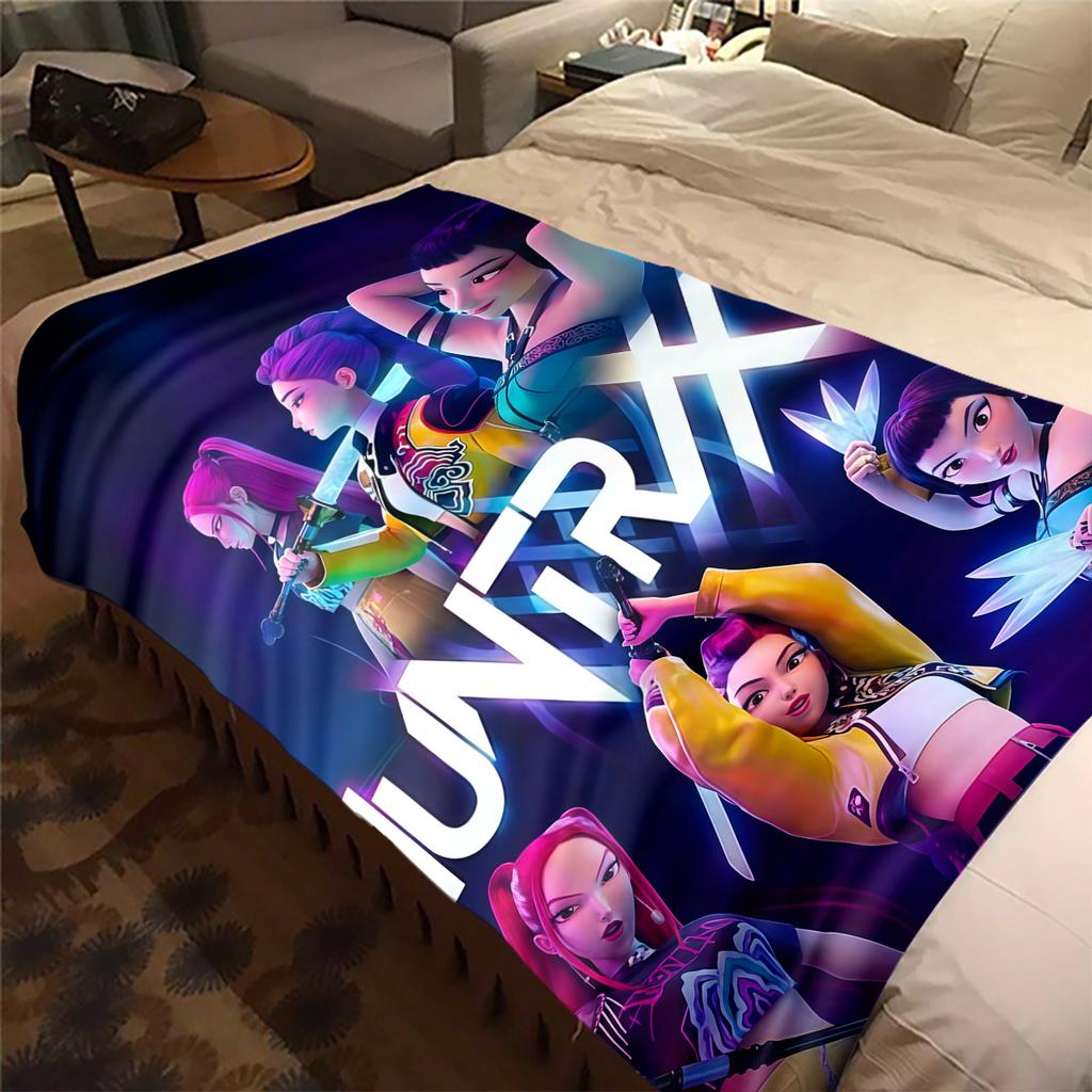KPop Demon Hunters Cute Soft Flannel Blanket, Print for Bedrooms Sofas Beds, Suitable for Travel -HYQ14