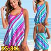 2023 New Rainbow Printed Plus Size Swimwear Women High Waist Swimsuit Female Two Pieces Bathing Suit Tankini Swimsuits Beachwear