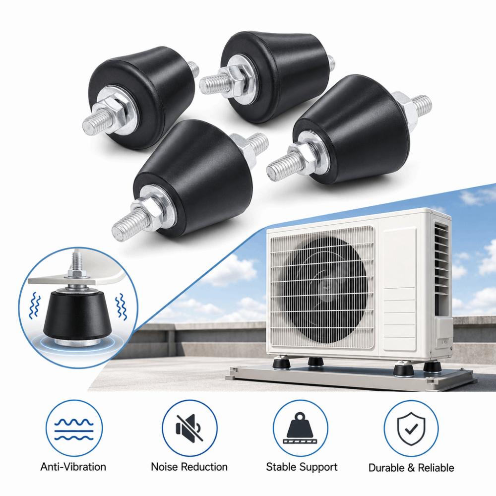 4 Pcs 38 x 38 x 58 mm Rubber Studs Shock Absorber Black Shock Absorbing Isolator Pads  Water Pumps