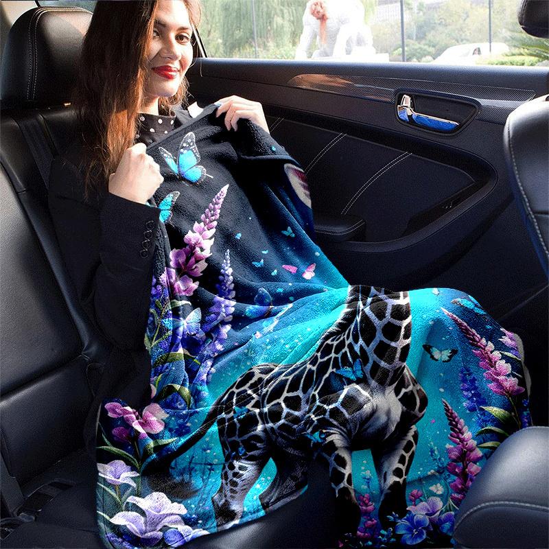 1pc Deer Printing Lightweight Flannel Blanket, Comfortable and Warm Blanket, for Camping Sofa Bed and Couch Office, Suitable for Gift Blanket