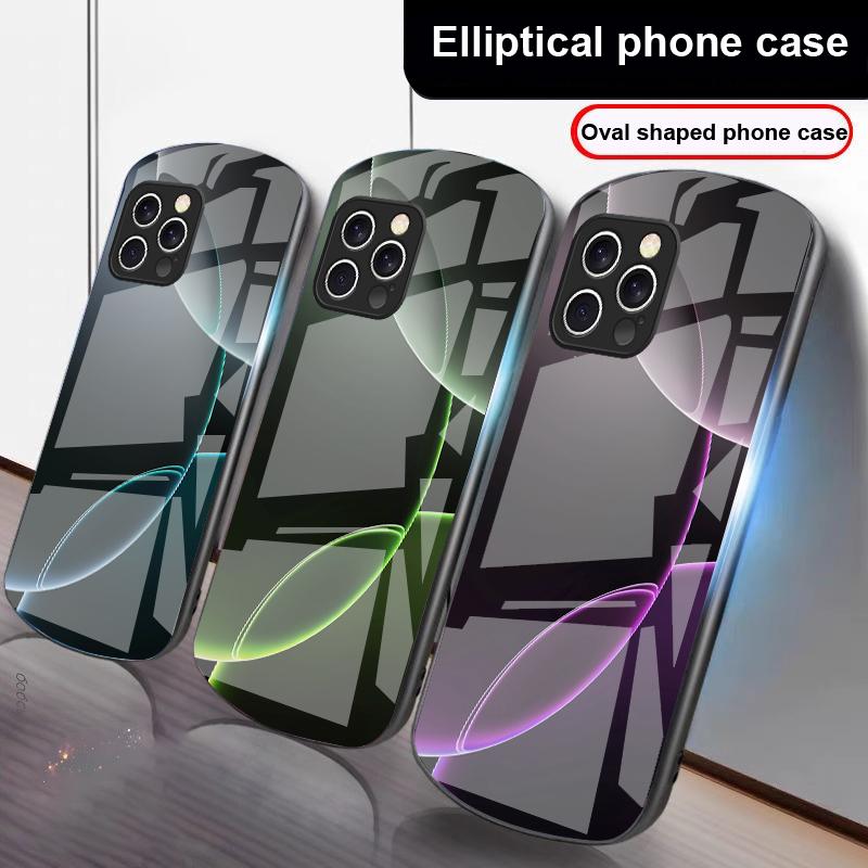 Геометрический полукруг для iPhone 16 Pro Max 15 Pro 14 13 12 Mini 11 XS Max XR 7 8 Plus SE 2022 Эллиптический стеклянный чехол для телефона