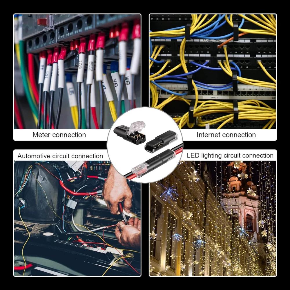 2 Pin Way Plug Electrical Connectors with Locking Buckle Push-in Car Wire Terminal Block Waterproof Wire Cable Connection Strips