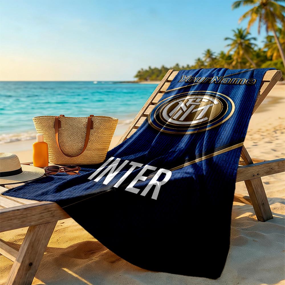 Inter Milan Personalized Name Beach Towel Super Soft Microfiber Quickdry Fabric Suitable for Sports Travel Swimming Yoga Bathroom Beach And Pool