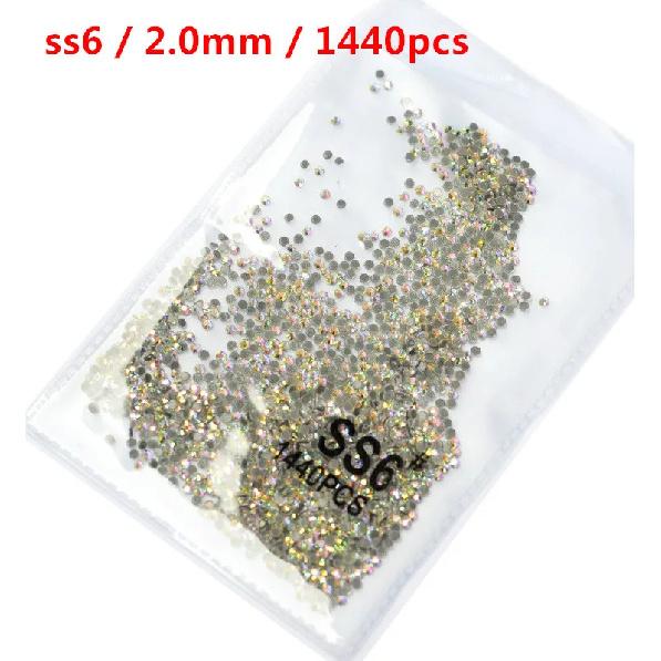 SS3-ss8 1440 шт. Кристалл AB золото 3D Не термофиксация Плоская задняя часть Стразы для нейл-арта Украшения Обувь и танцевальное украшение
