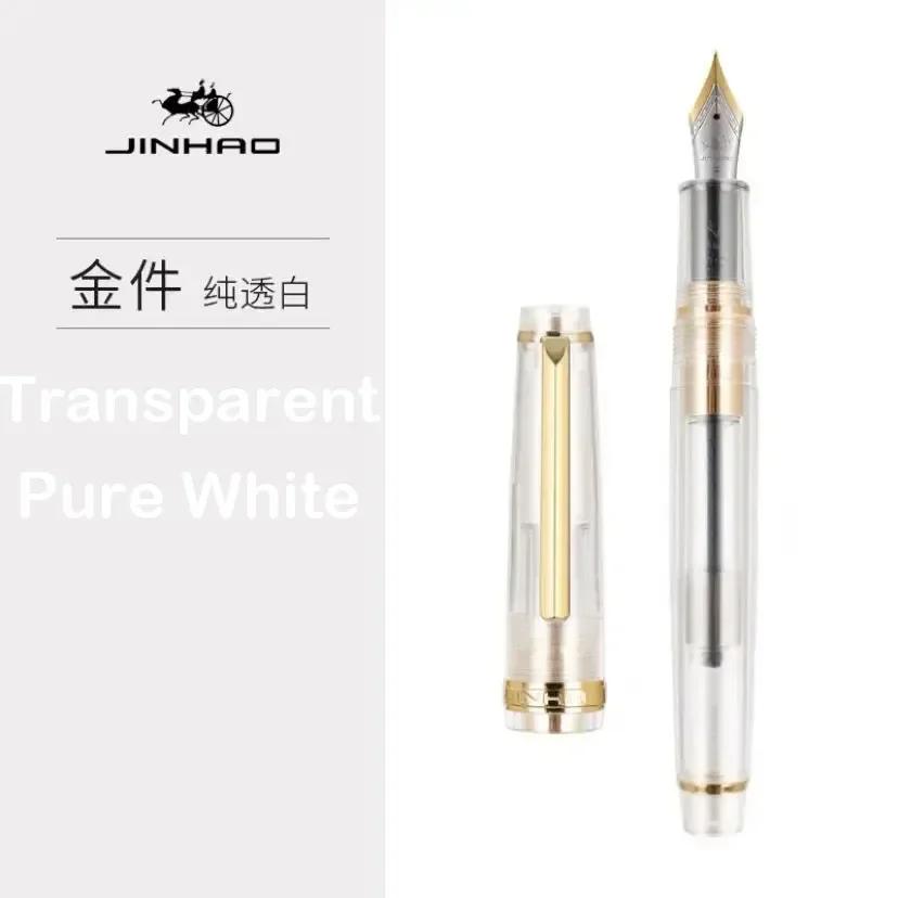 JINHAO 82 Перьевая ручка Прозрачная Ручка-спиннер Золотая EF F M Перо Деловые Офисные Школьные принадлежности Чернильные ручки Канцелярские товары