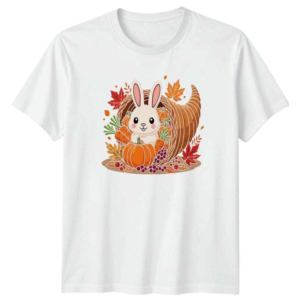 Cute Bunny Harvest Cornucopia TShirt Autumn Thanksgiving Day Gift