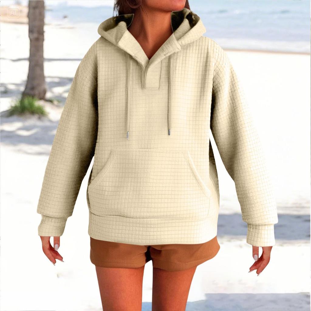 Женский модный пуловер с длинными рукавами и однотонная толстовка с капюшоном