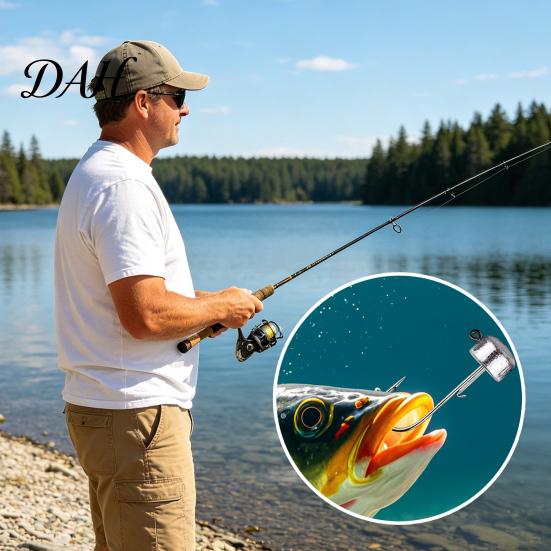 Fishing Tackle Accessories 50Pcs Metal Hooks Set, 3.5/5/7/10/14g Jig Head Hook, Heavy Durable Duty Fish Hook with Barbs for Freshwater Saltwater