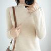 Autumn and Winter Women's Sweater Pure Wool Half-high Rolled Edge Pullover Sweater Long-sleeved Slim Bottoming Knitwear