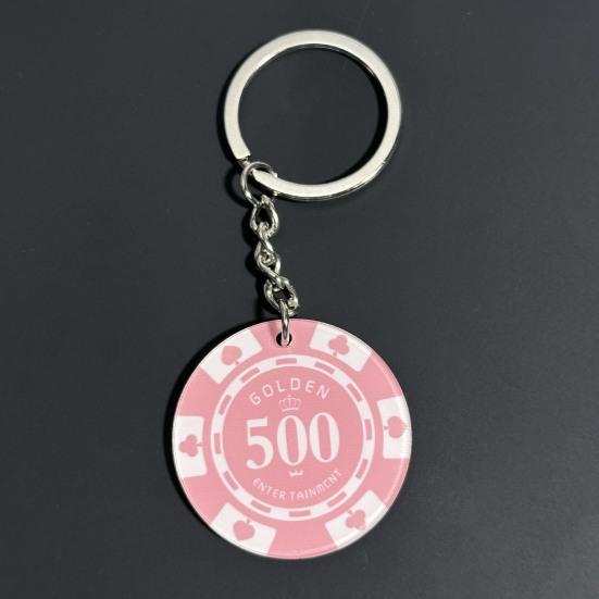 6 шт. Брелок для покера, подвеска для украшения сумки, полированное металлическое кольцо, легкий акрил