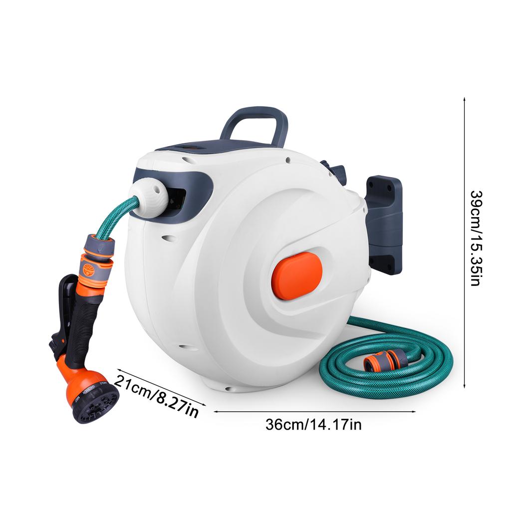65 Ft Retractable Garden Hose Reel Automatic Hose Reel 180 Degree Swivel Bracket Telescopic Water Hose Reel for Car Washing