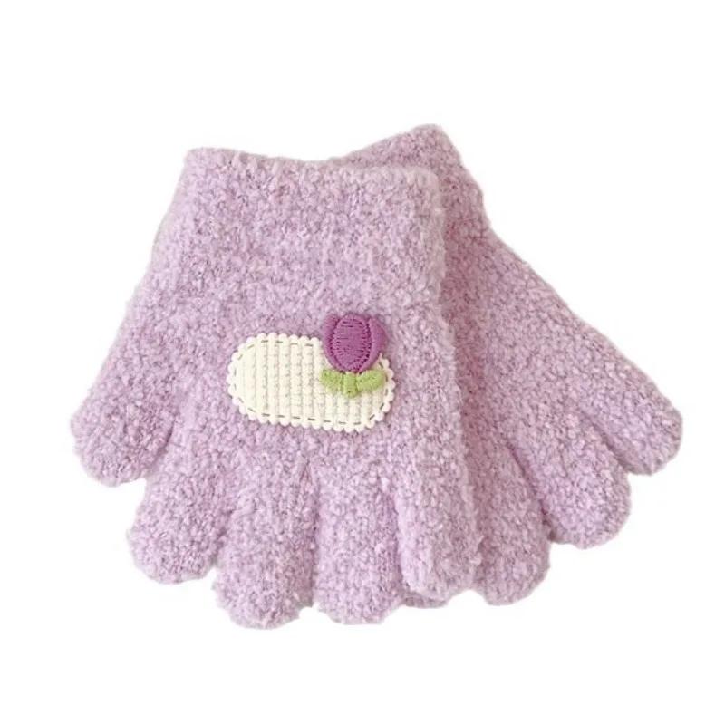 1 пара теплых милых детских перчаток для мальчиков и девочек, милые перчатки с изображением животных из мультфильмов, медведей и кроликов для детей, осенне-зимние теплые утолщенные плюшевые перчатки