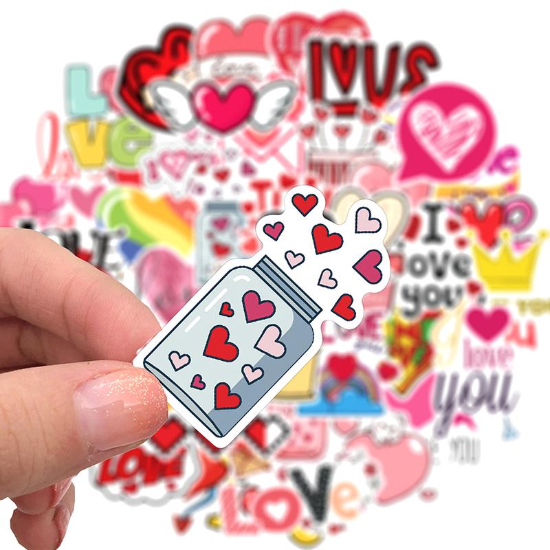 Hot Sale 50PCS LOVE Stickers For Notebook Laptop Pink Stickers Vintage Valentine's Day