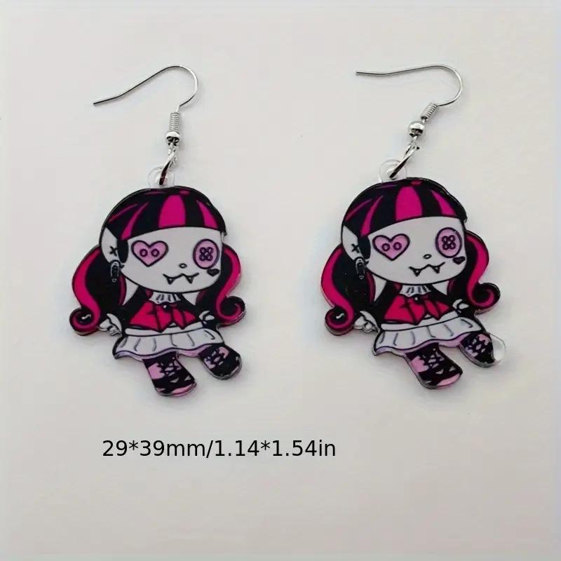 European and American new cartoon animation character earrings acrylic gothic bohemian style vampire earrings
