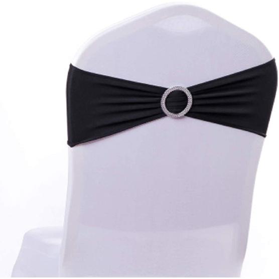Tosnail 50 Pack Spandex Chair Sashes Wedding Chair Decoration Party Chairs Covers - Black